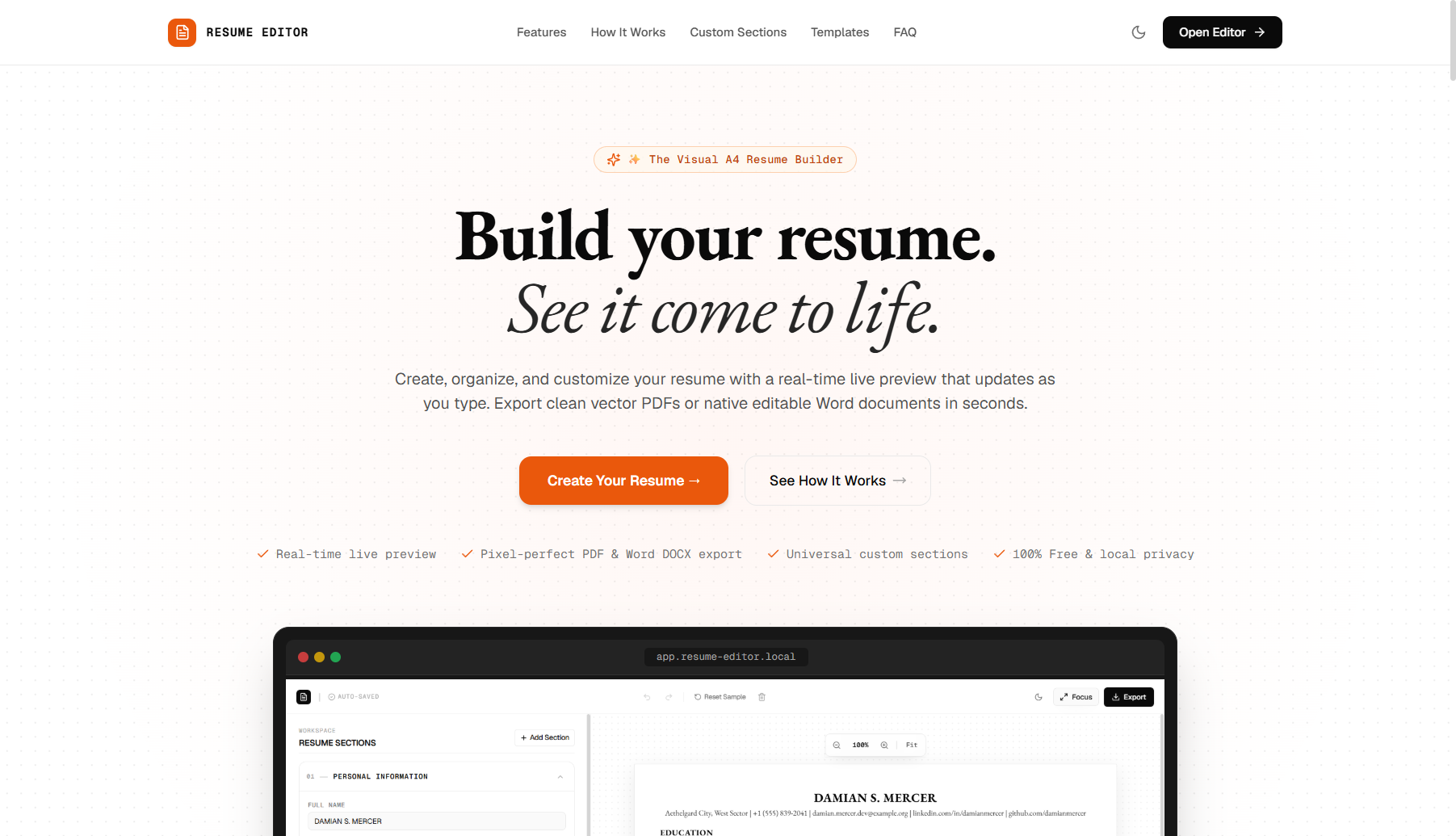 Resume Editor